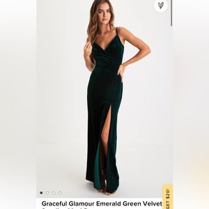 Lulus Emerald green velvet maxi dress